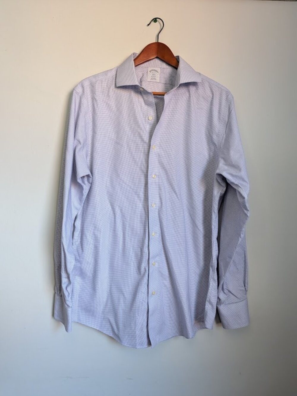 Brooks Brothers 1818 Dress Shirt Regent Non-Iron Mens 16 - 37 Blue Check Office